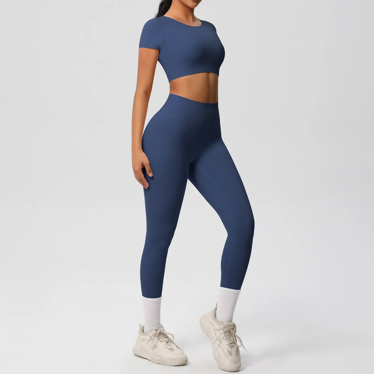 High-Performance Short Sleeve Yoga and Fitness Two-Piece Set