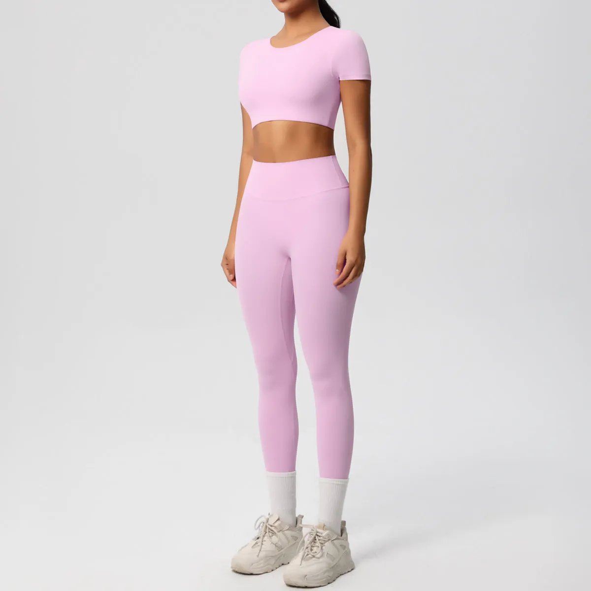 High-Performance Short Sleeve Yoga and Fitness Two-Piece Set