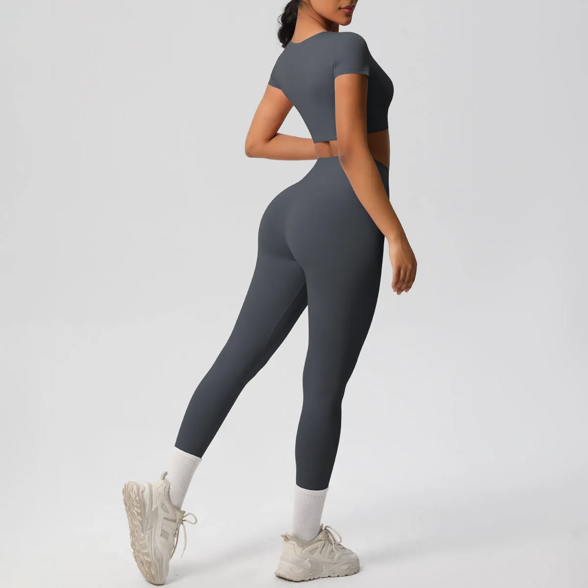 High-Performance Short Sleeve Yoga and Fitness Two-Piece Set