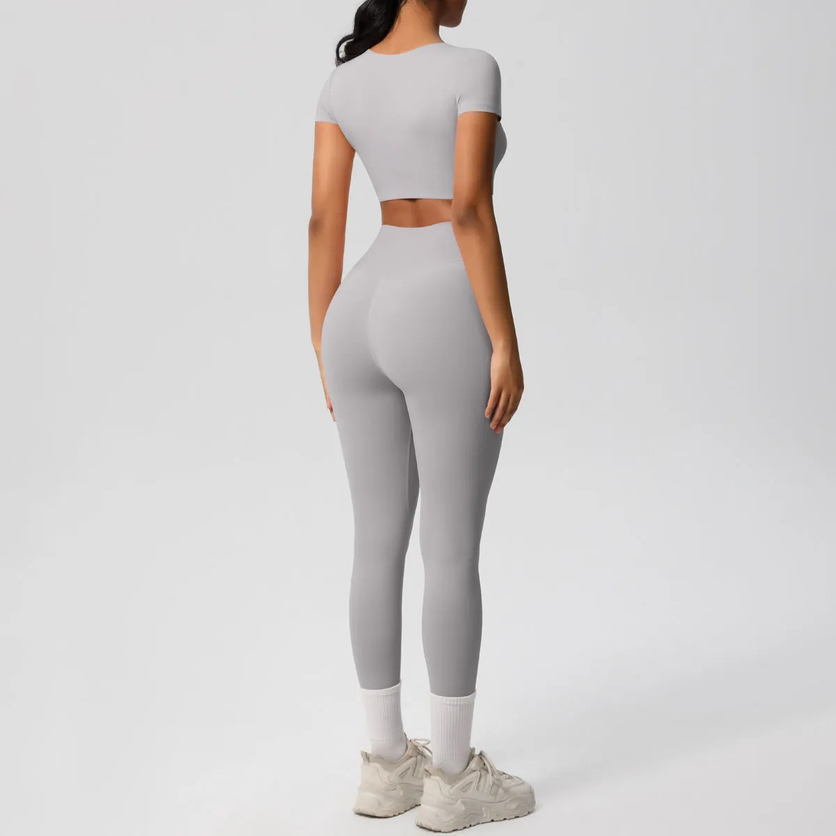 High-Performance Short Sleeve Yoga and Fitness Two-Piece Set