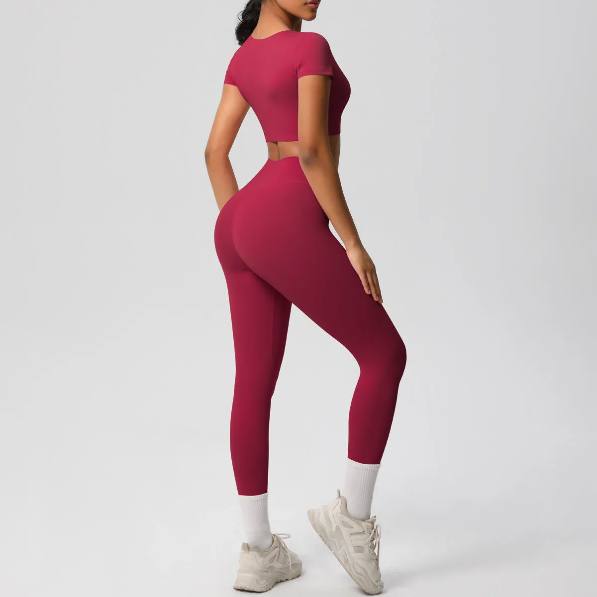 High-Performance Short Sleeve Yoga and Fitness Two-Piece Set