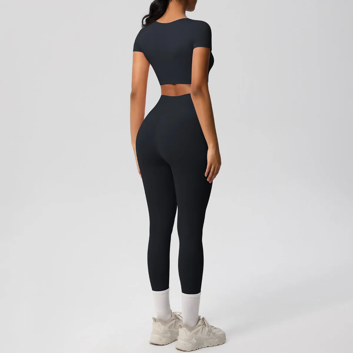 High-Performance Short Sleeve Yoga and Fitness Two-Piece Set