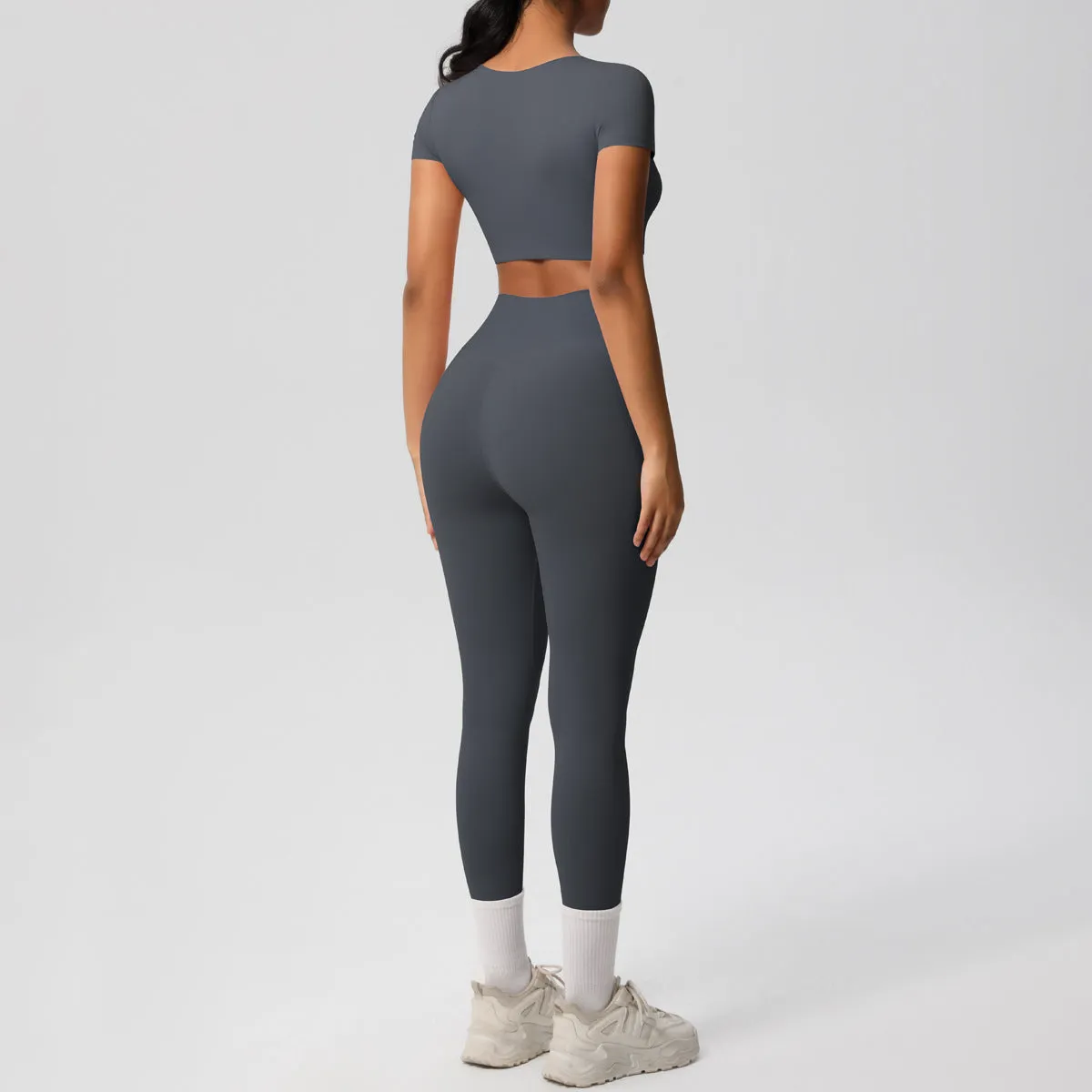 High-Performance Short Sleeve Yoga and Fitness Two-Piece Set