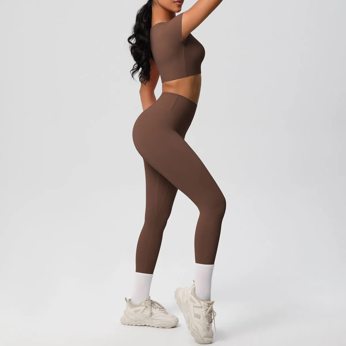 High-Performance Short Sleeve Yoga and Fitness Two-Piece Set