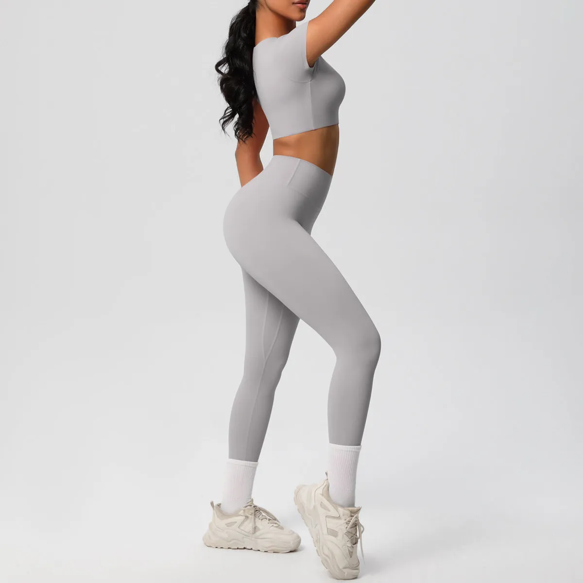 High-Performance Short Sleeve Yoga and Fitness Two-Piece Set