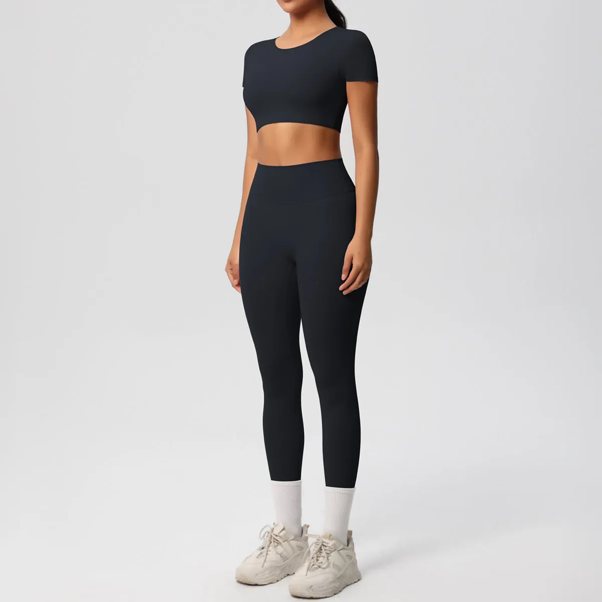 High-Performance Short Sleeve Yoga and Fitness Two-Piece Set
