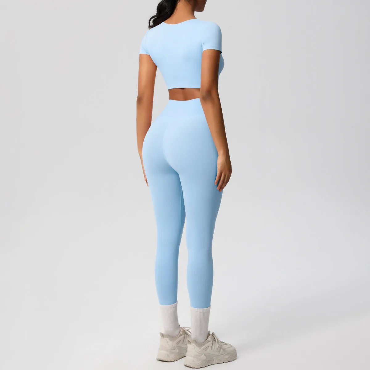 High-Performance Short Sleeve Yoga and Fitness Two-Piece Set