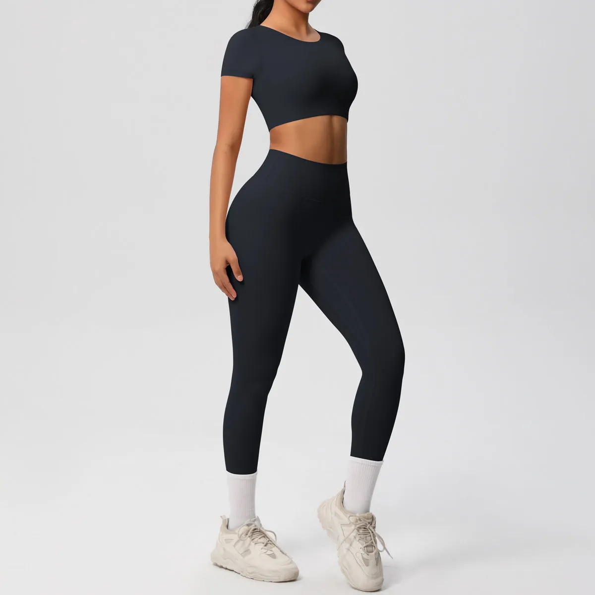 High-Performance Short Sleeve Yoga and Fitness Two-Piece Set