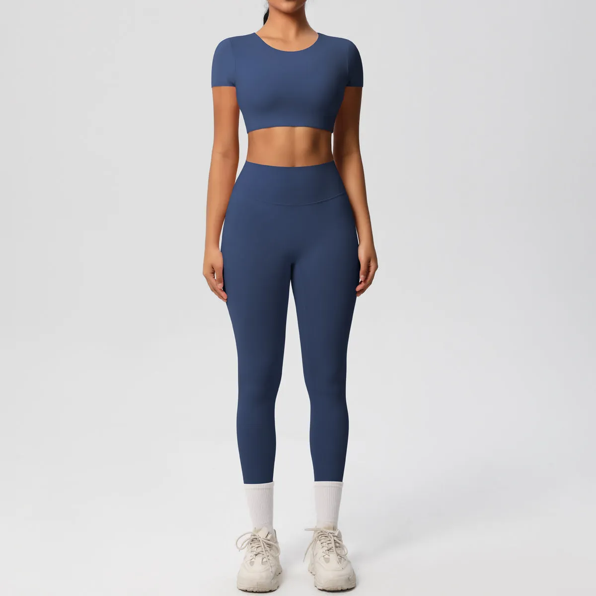 High-Performance Short Sleeve Yoga and Fitness Two-Piece Set