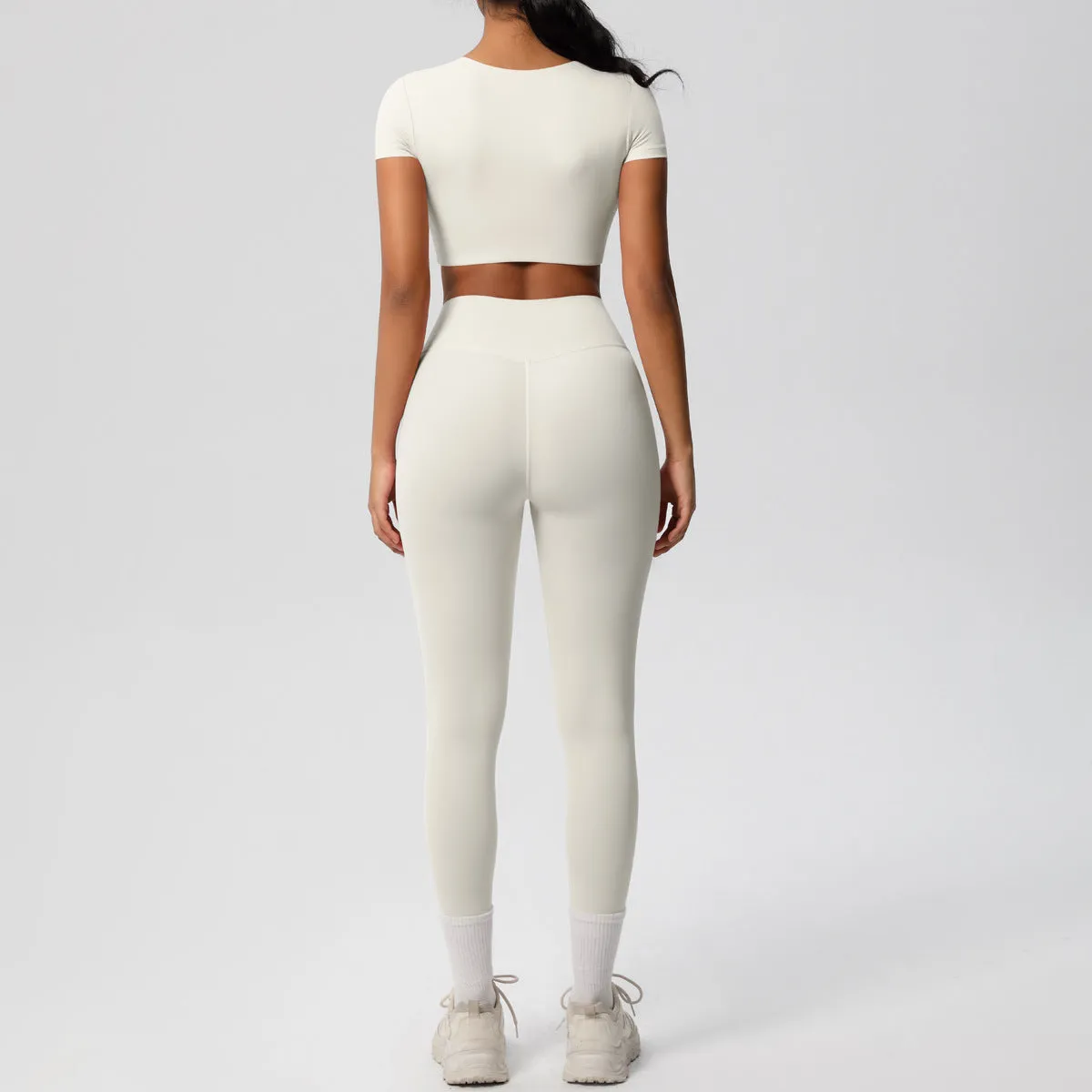 High-Performance Short Sleeve Yoga and Fitness Two-Piece Set
