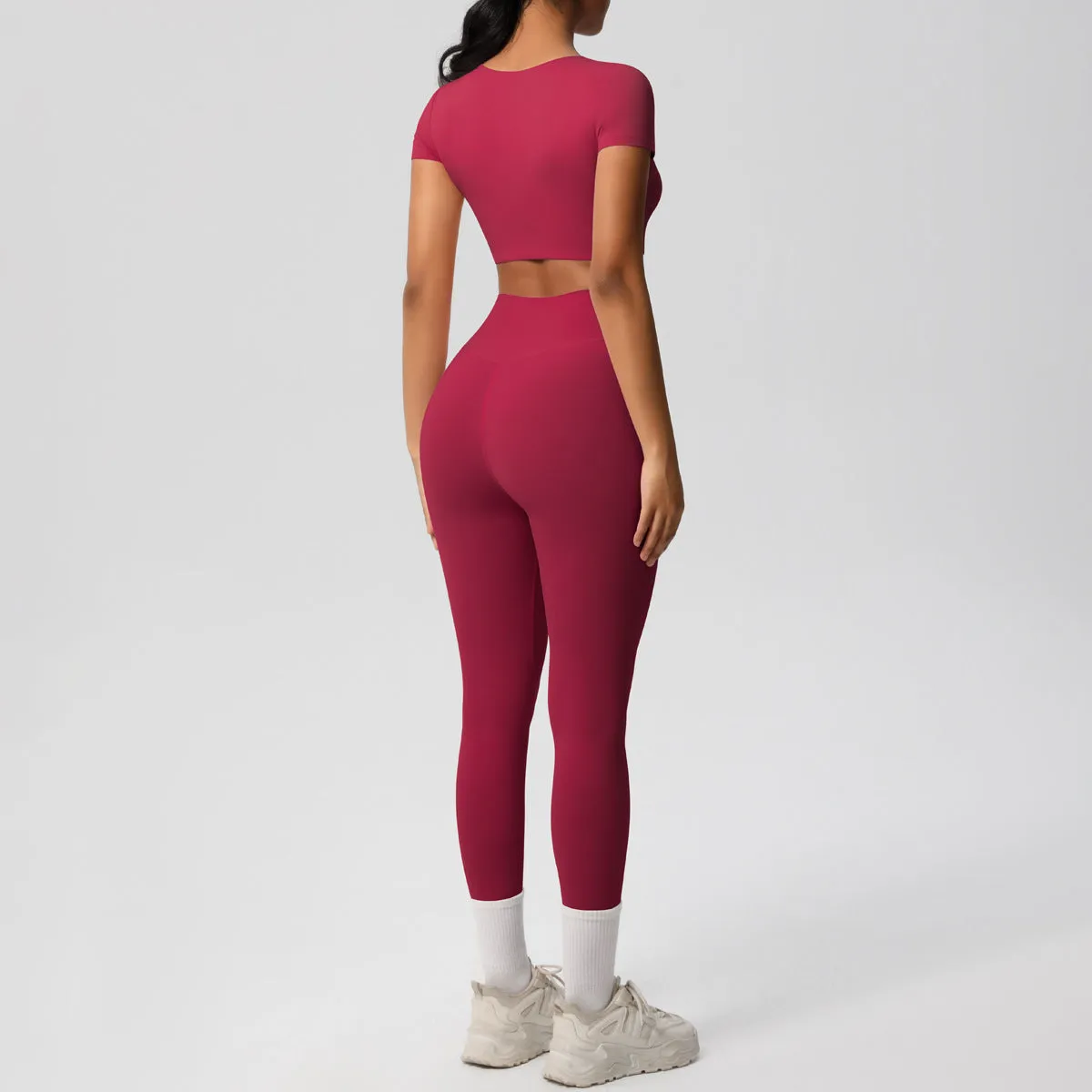High-Performance Short Sleeve Yoga and Fitness Two-Piece Set
