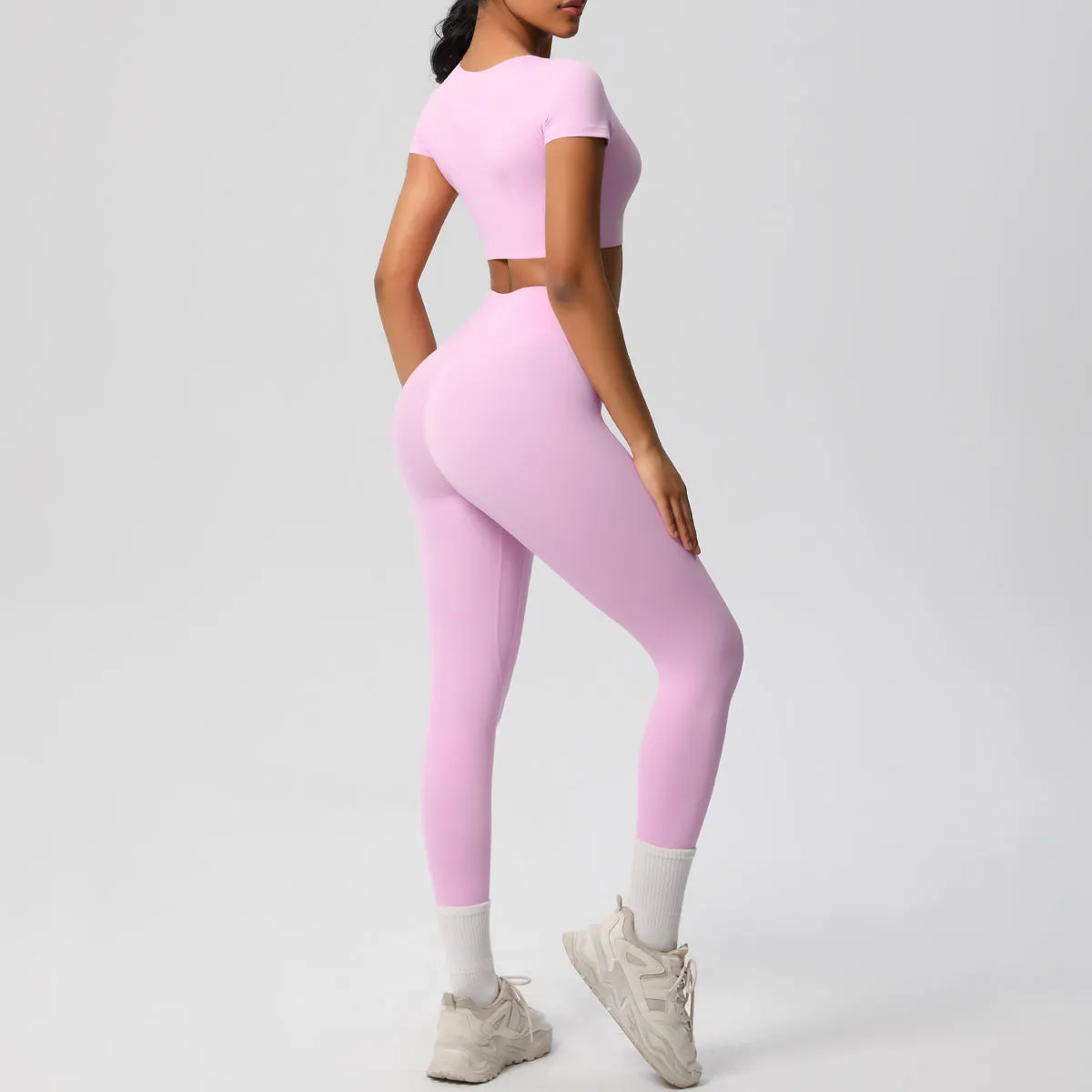 High-Performance Short Sleeve Yoga and Fitness Two-Piece Set