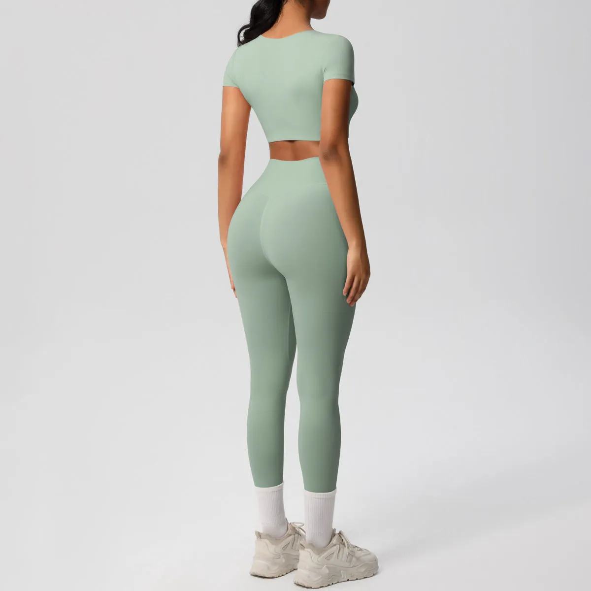 High-Performance Short Sleeve Yoga and Fitness Two-Piece Set