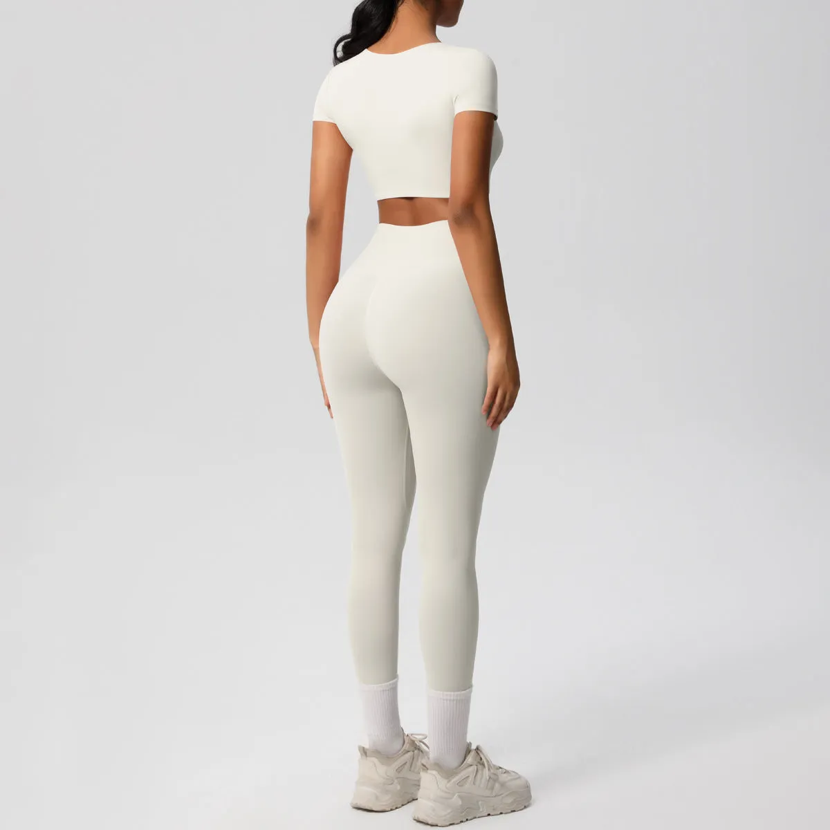 High-Performance Short Sleeve Yoga and Fitness Two-Piece Set