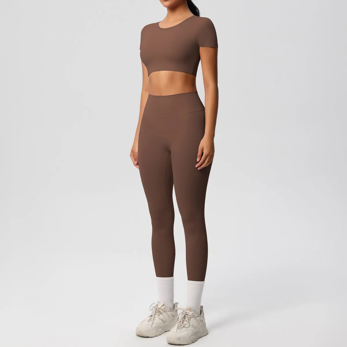 High-Performance Short Sleeve Yoga and Fitness Two-Piece Set