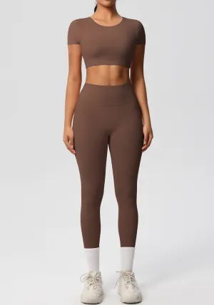 High-Performance Short Sleeve Yoga and Fitness Two-Piece Set