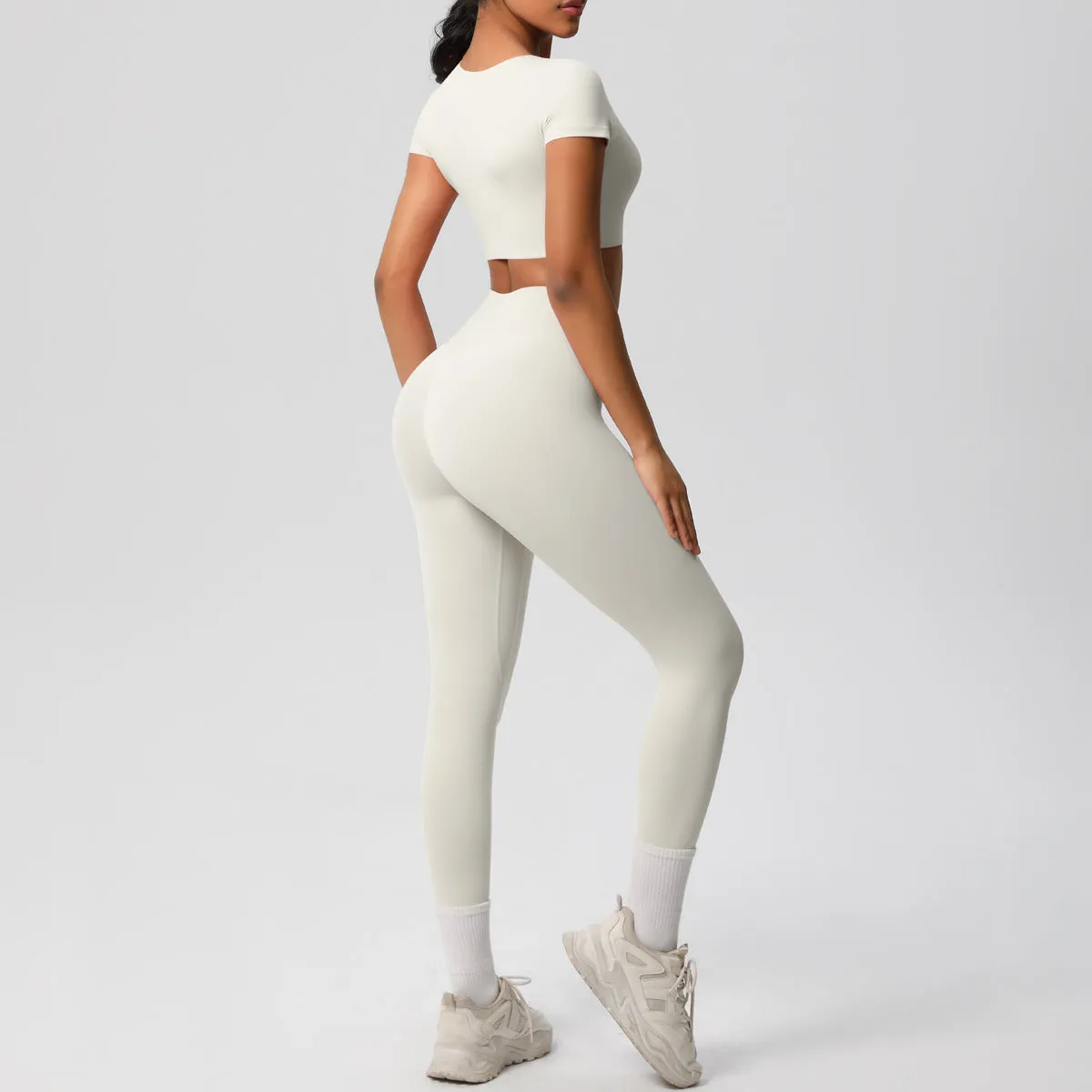 High-Performance Short Sleeve Yoga and Fitness Two-Piece Set