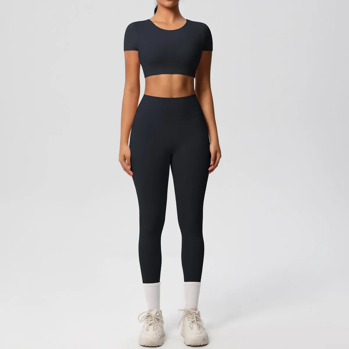 High-Performance Short Sleeve Yoga and Fitness Two-Piece Set
