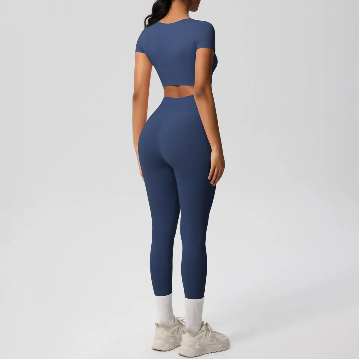 High-Performance Short Sleeve Yoga and Fitness Two-Piece Set