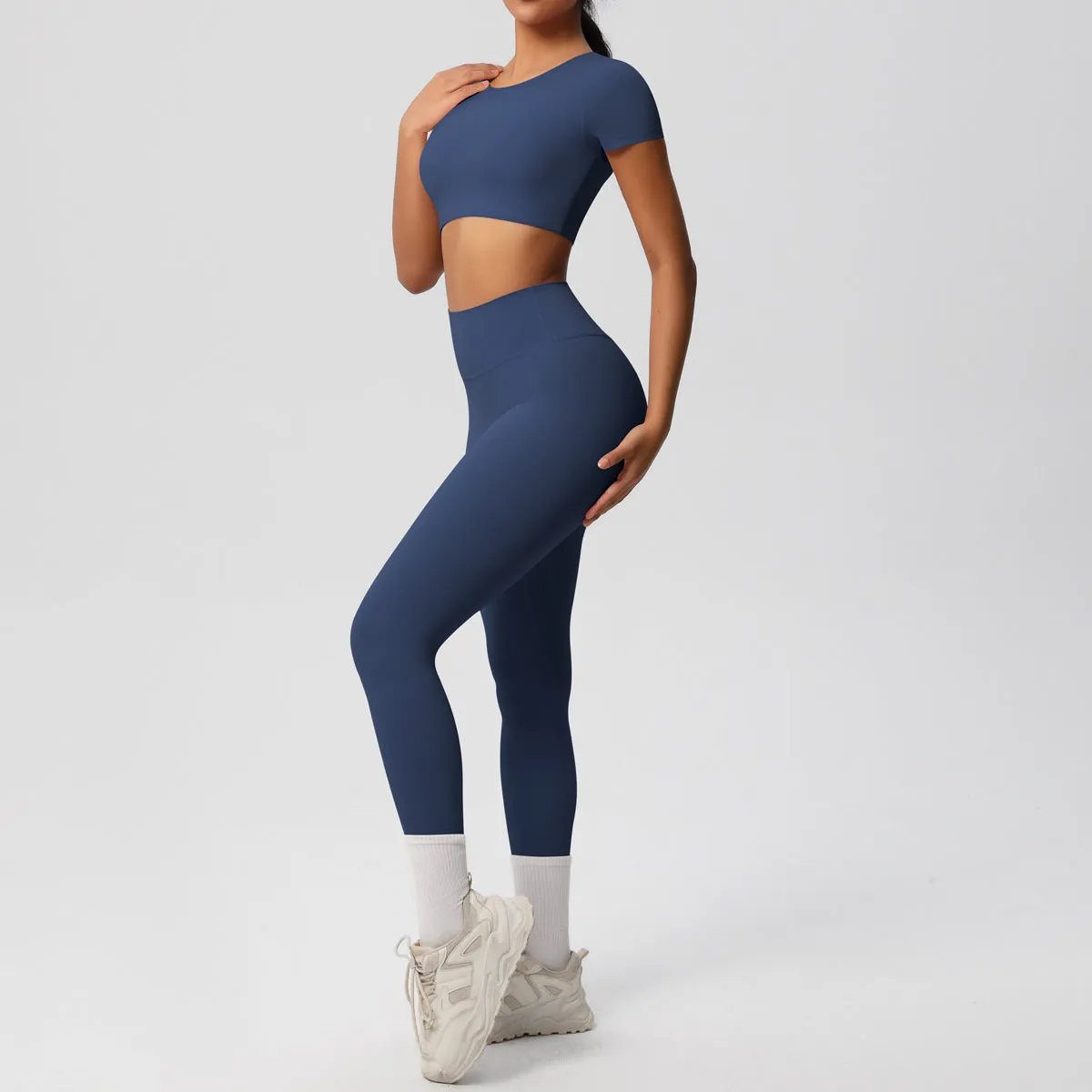 High-Performance Short Sleeve Yoga and Fitness Two-Piece Set