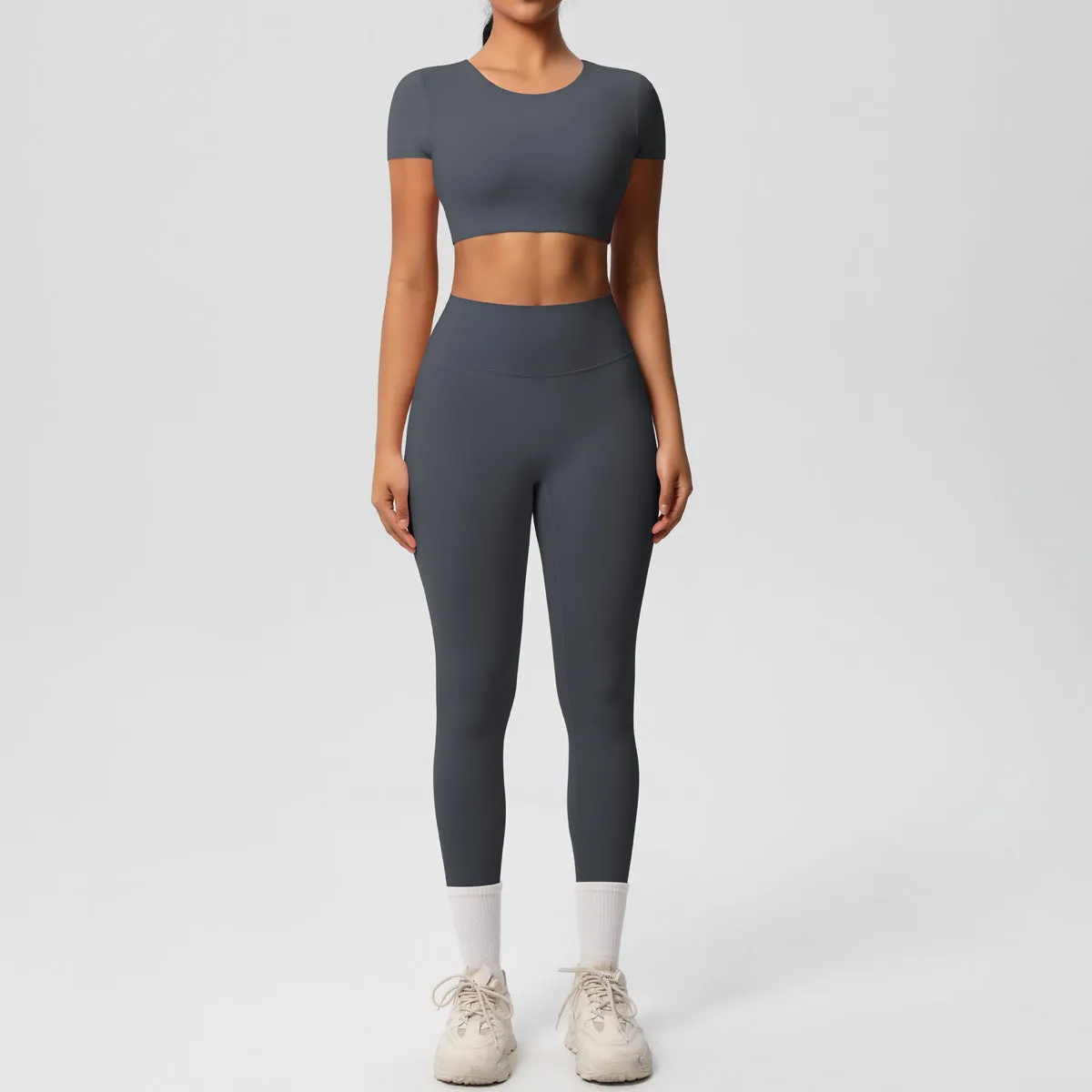 High-Performance Short Sleeve Yoga and Fitness Two-Piece Set