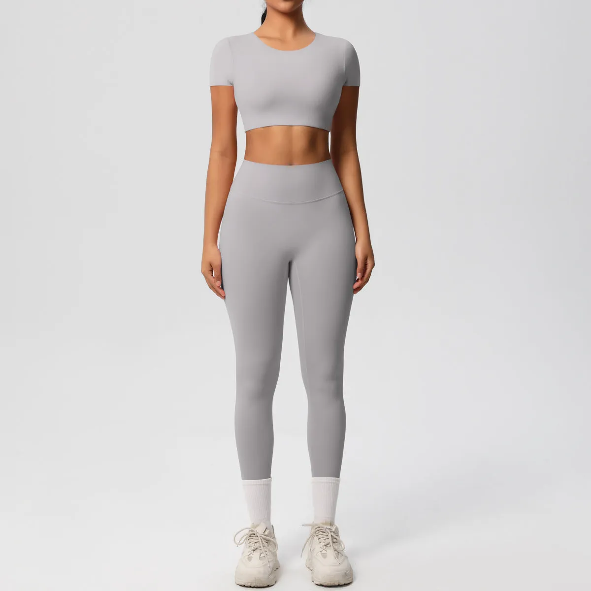 High-Performance Short Sleeve Yoga and Fitness Two-Piece Set