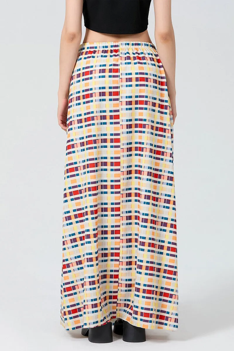HQR1256 Urban Plaid Maxi Skirt