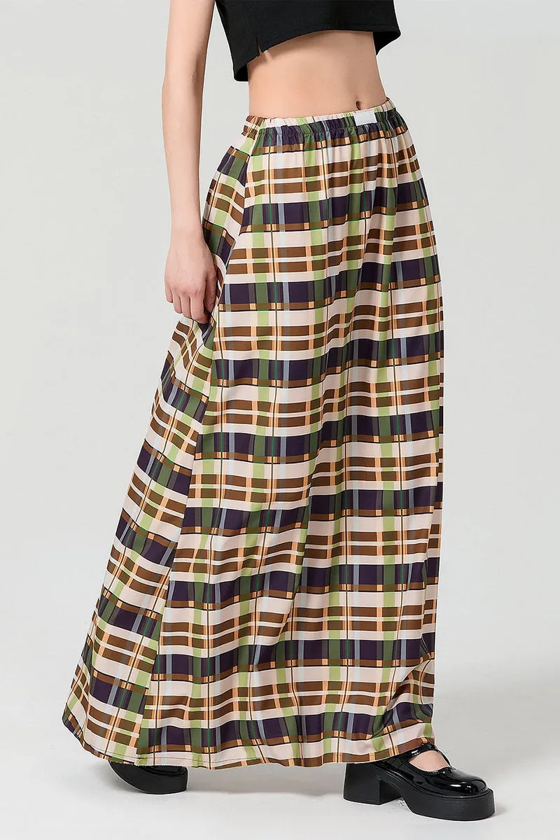 HQR1256 Urban Plaid Maxi Skirt