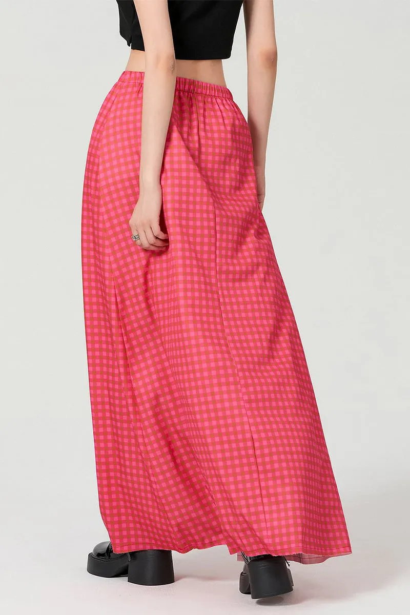 HQR1256 Urban Plaid Maxi Skirt