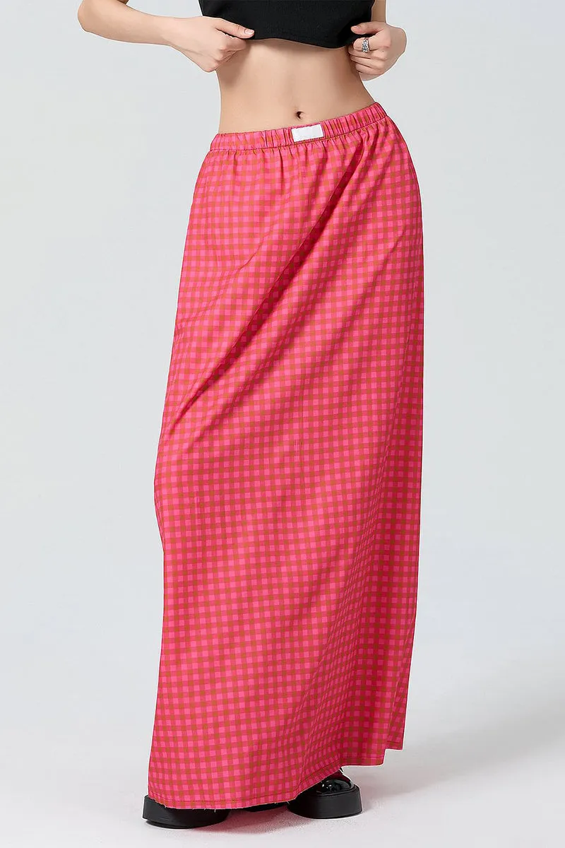 HQR1256 Urban Plaid Maxi Skirt