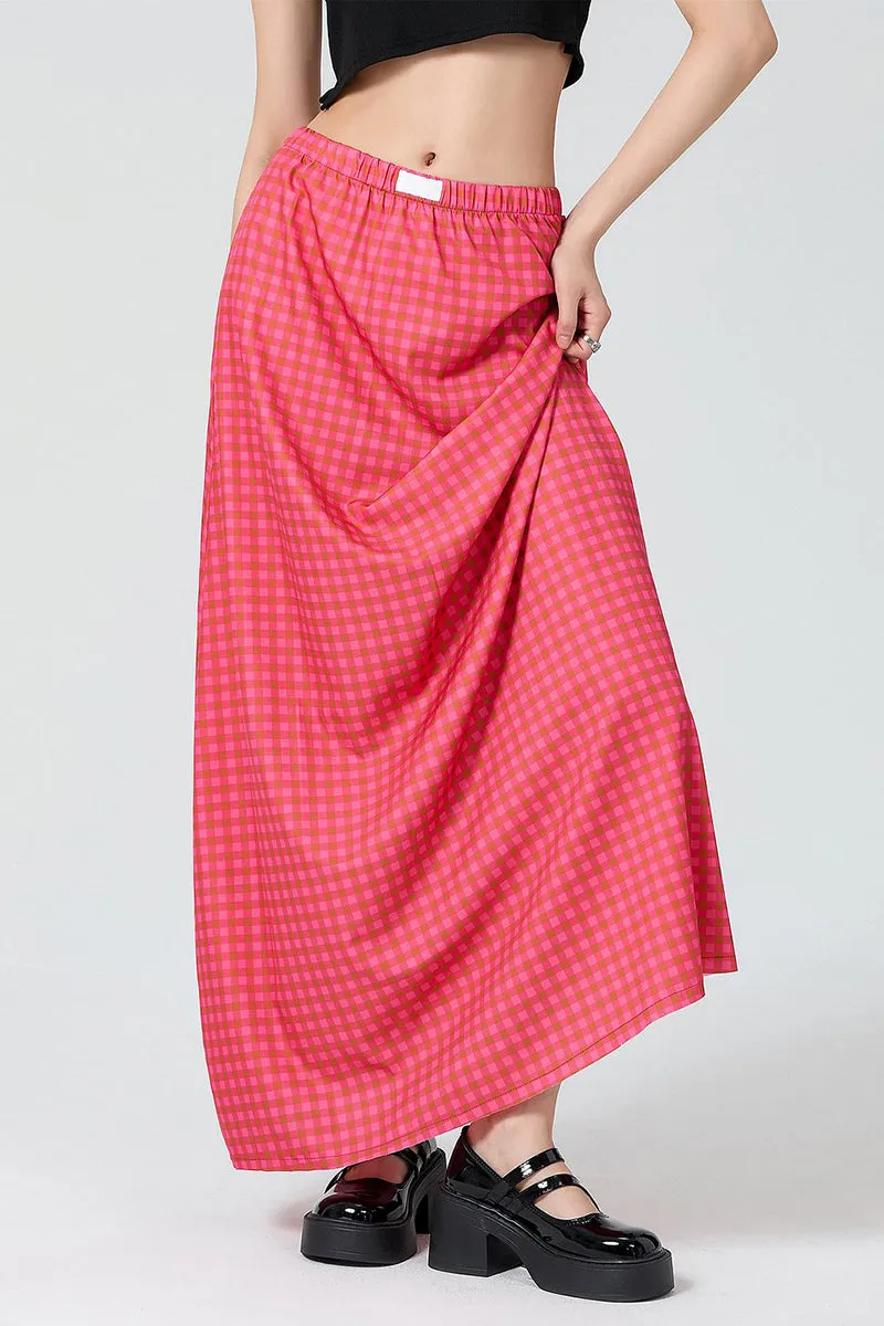 HQR1256 Urban Plaid Maxi Skirt