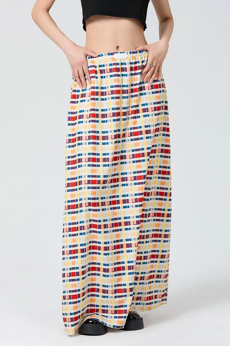 HQR1256 Urban Plaid Maxi Skirt