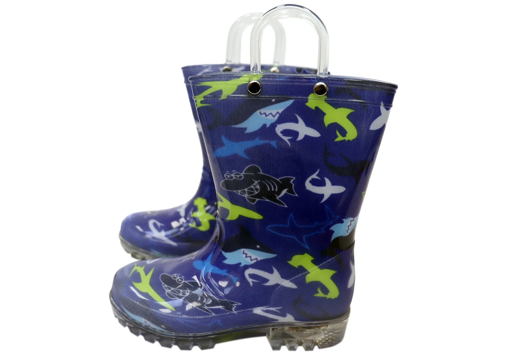 Jellies Shark Lights Baby Toddler Kids Light Up Gumboots