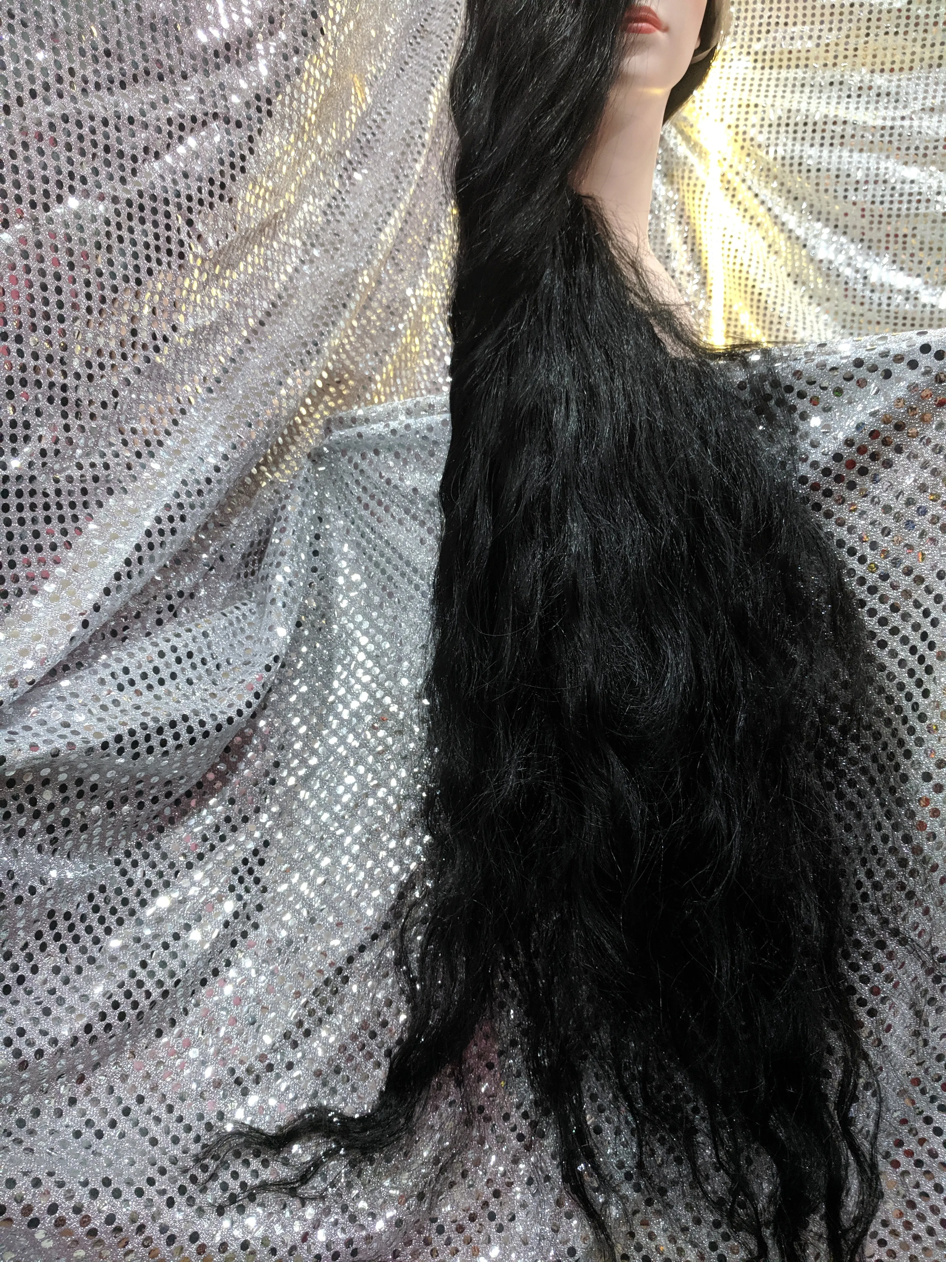 Jet Black 40" Wavy Heat Resistant Lace Front Wig