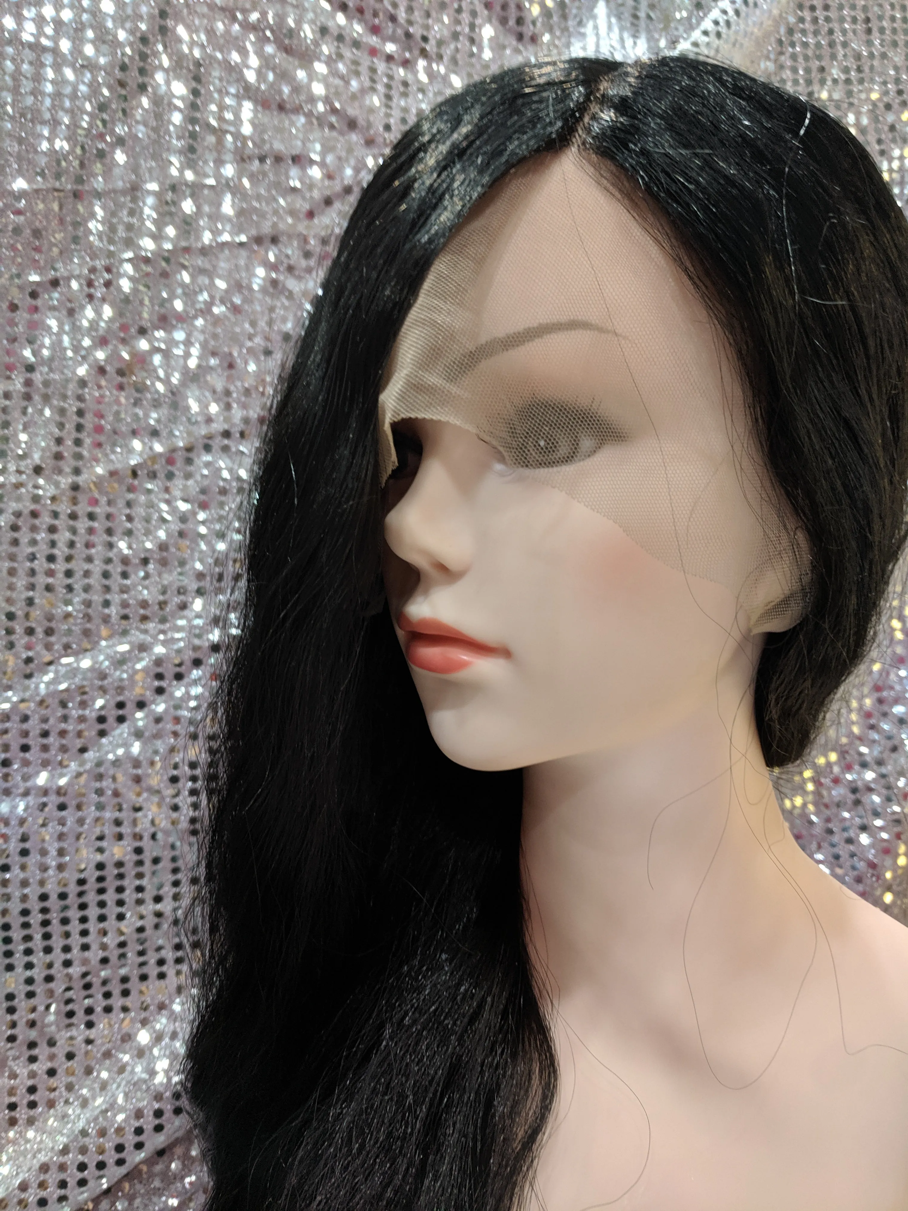 Jet Black 40" Wavy Heat Resistant Lace Front Wig