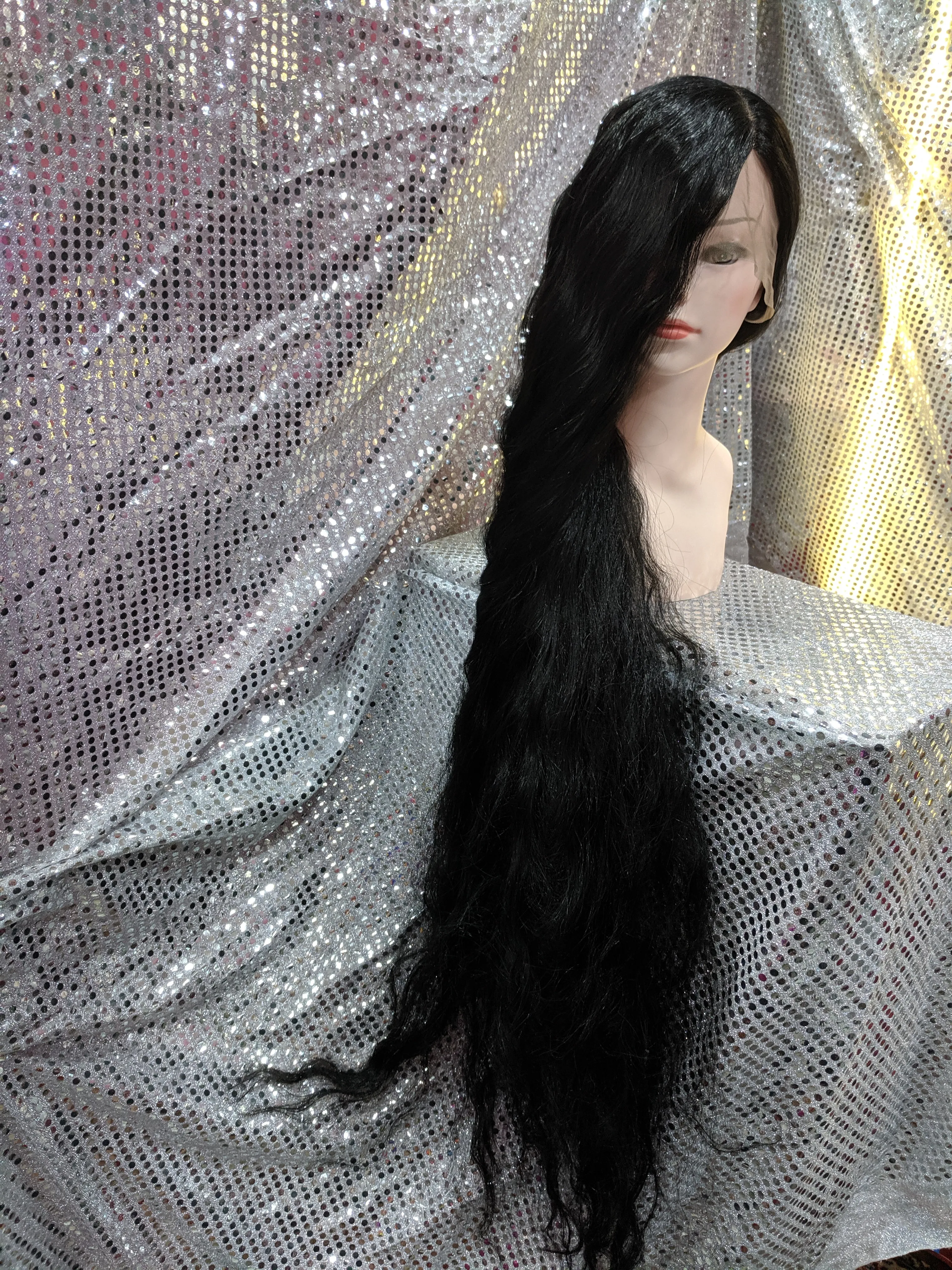Jet Black 40" Wavy Heat Resistant Lace Front Wig