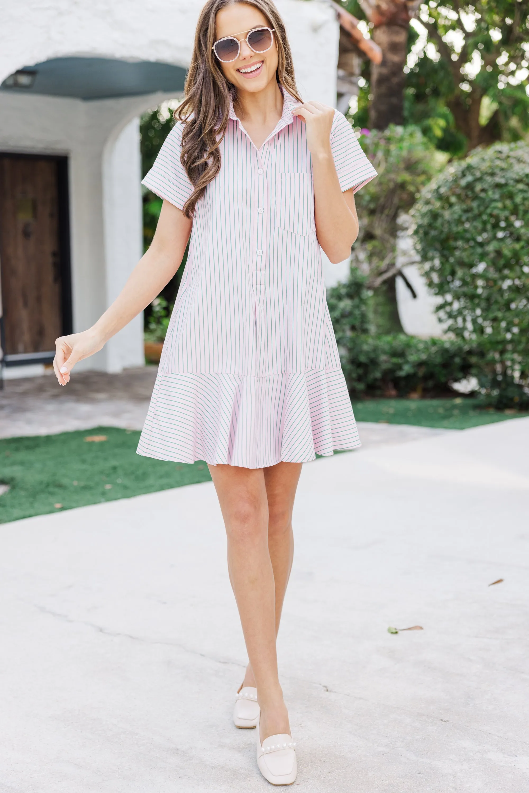 Just A Story Pink Striped Dress