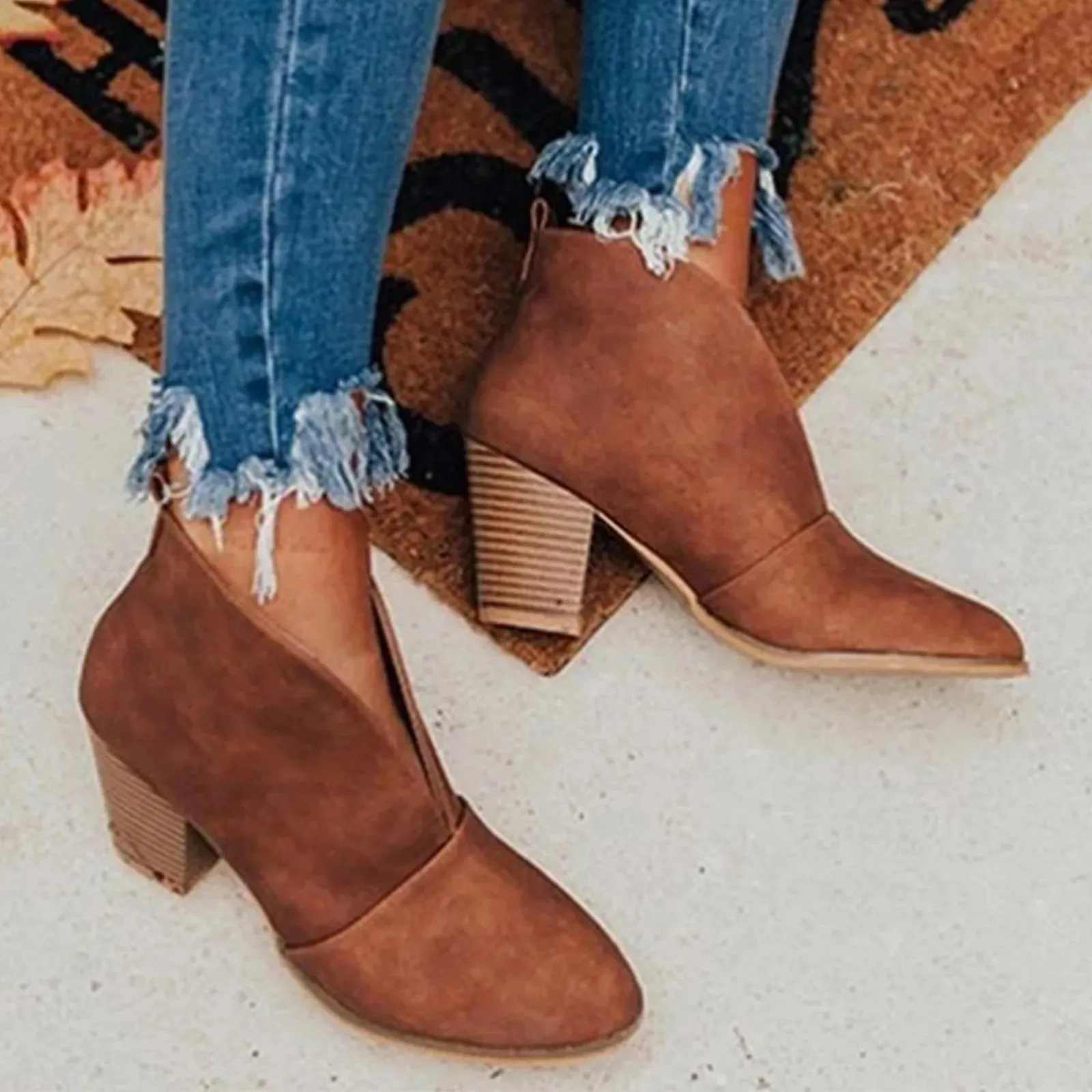 Leather Short Boots Temperament elegant flat