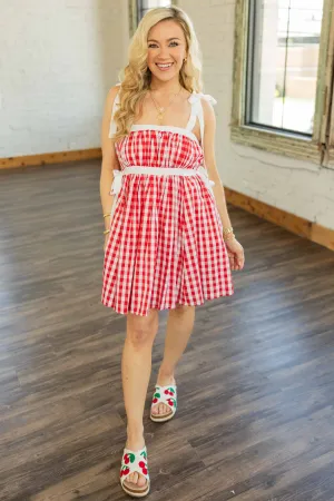 LILLIAN GINGHAM PULLOVER BABYDOLL MINI DRESS