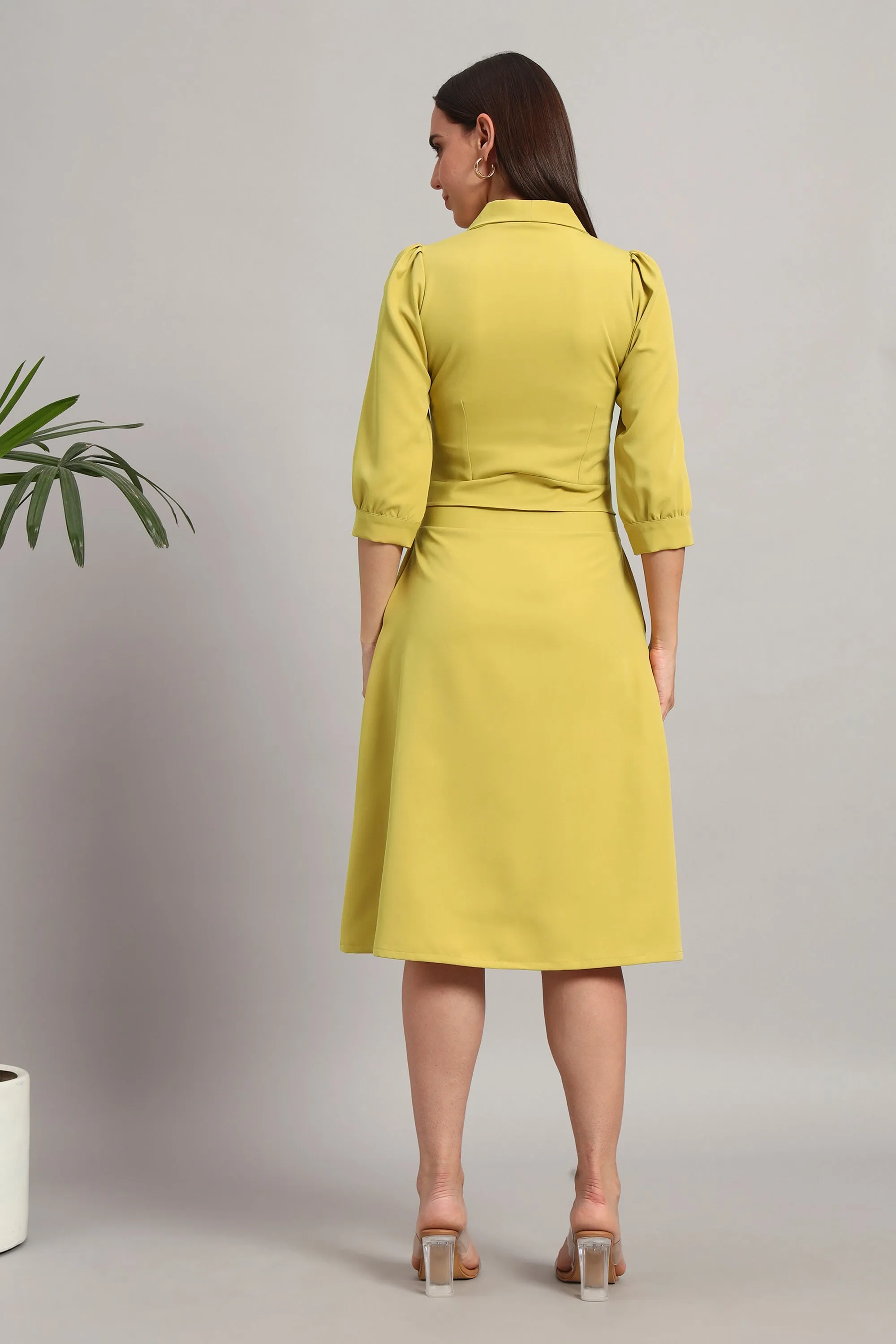 Lime Light, Full Sleeves Midi Dress