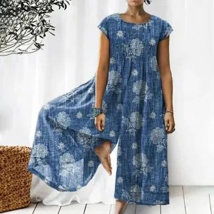 Melissa | Summer Jumpsuit with Retro Print and Wide Legs