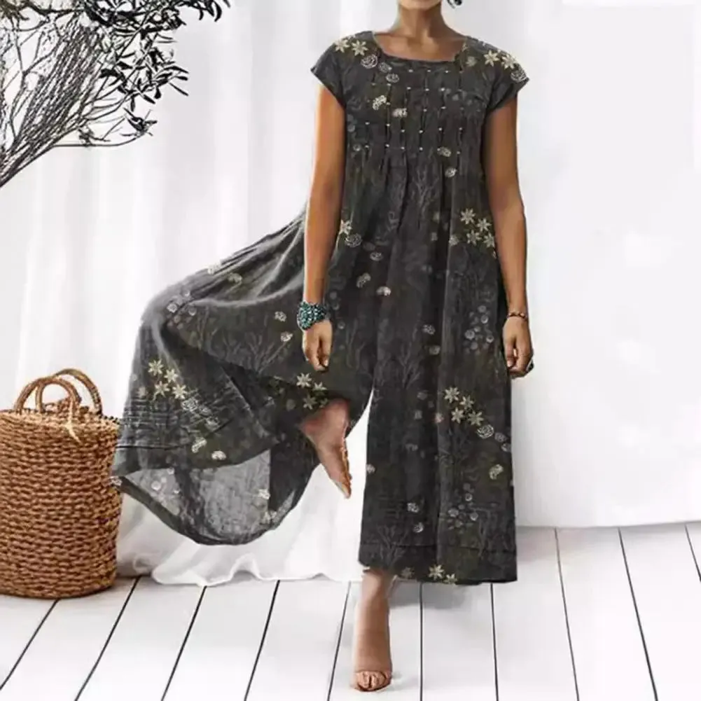 Melissa | Summer Jumpsuit with Retro Print and Wide Legs