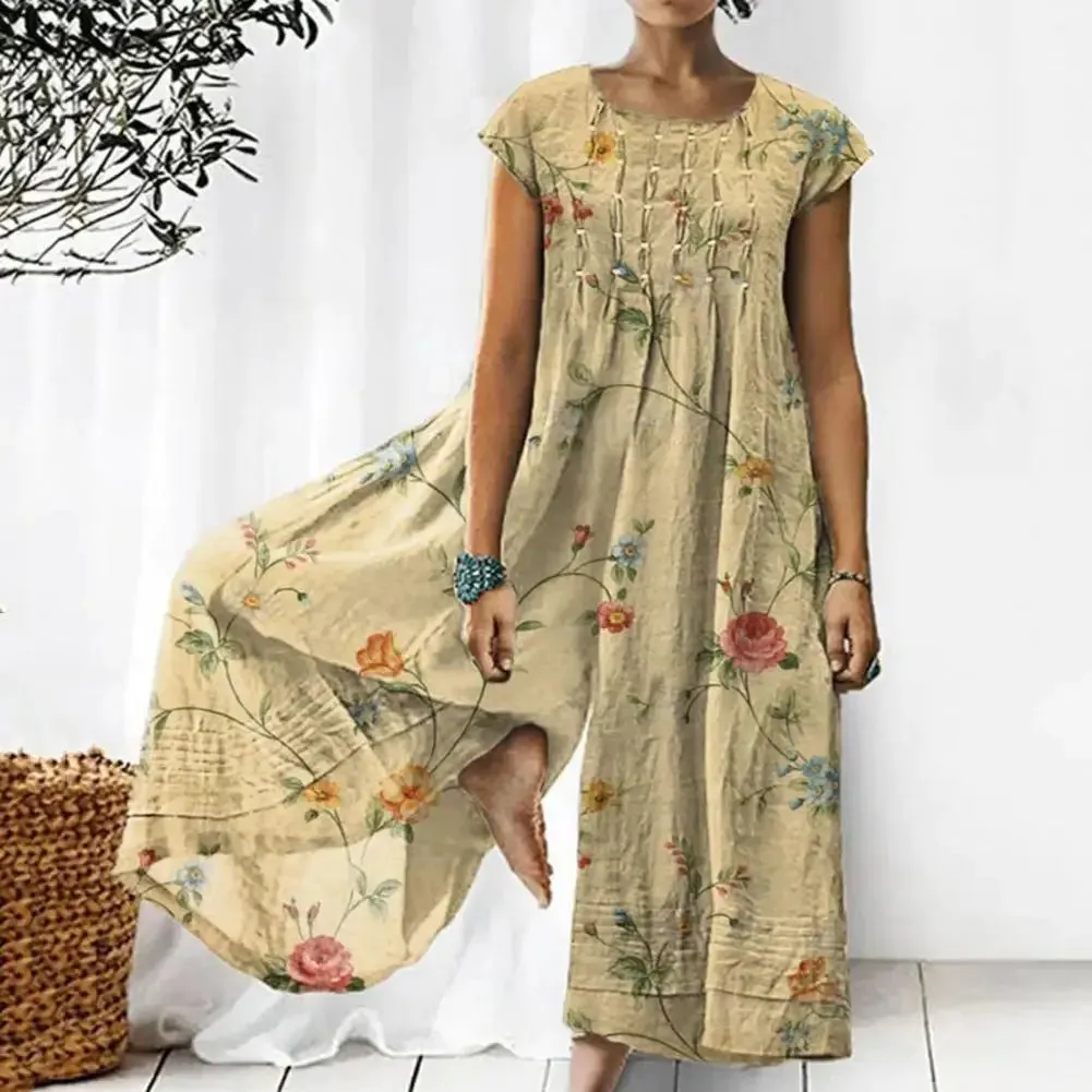 Melissa | Summer Jumpsuit with Retro Print and Wide Legs