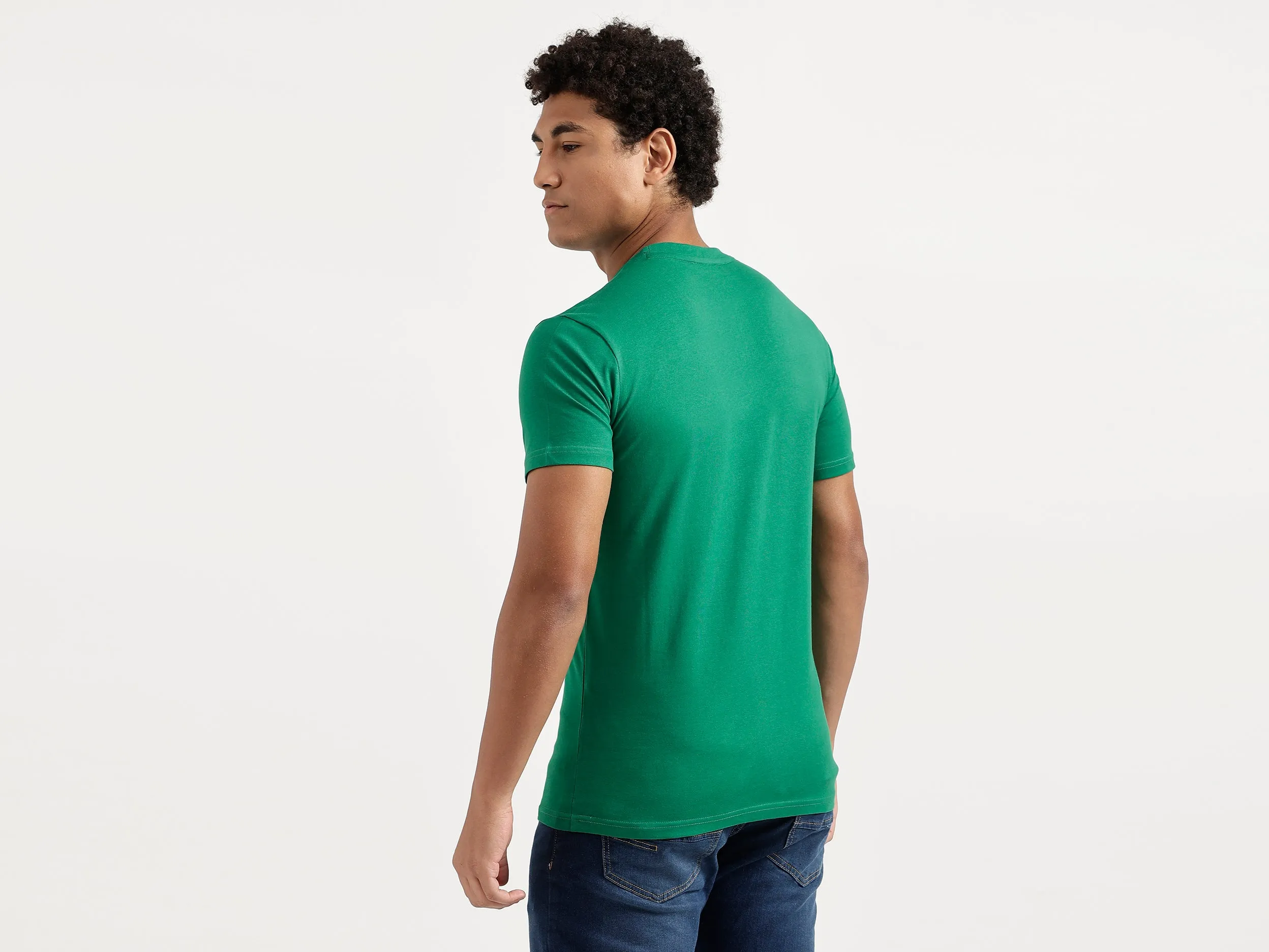 Men Green Printed Regular T Shirt