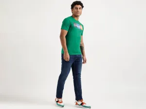 Men Green Printed Regular T Shirt