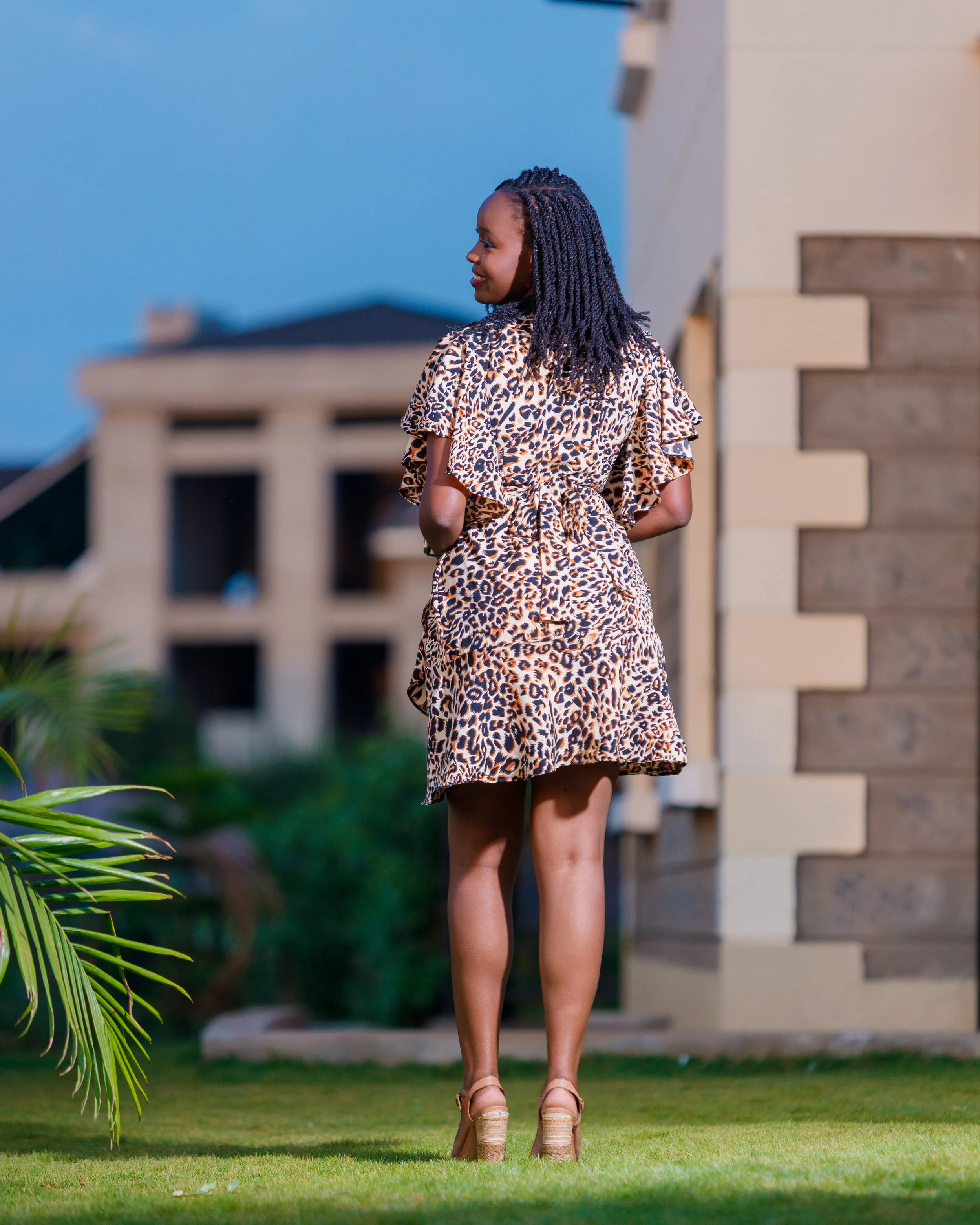 Mwala Wrap Sundress- Animal Brown