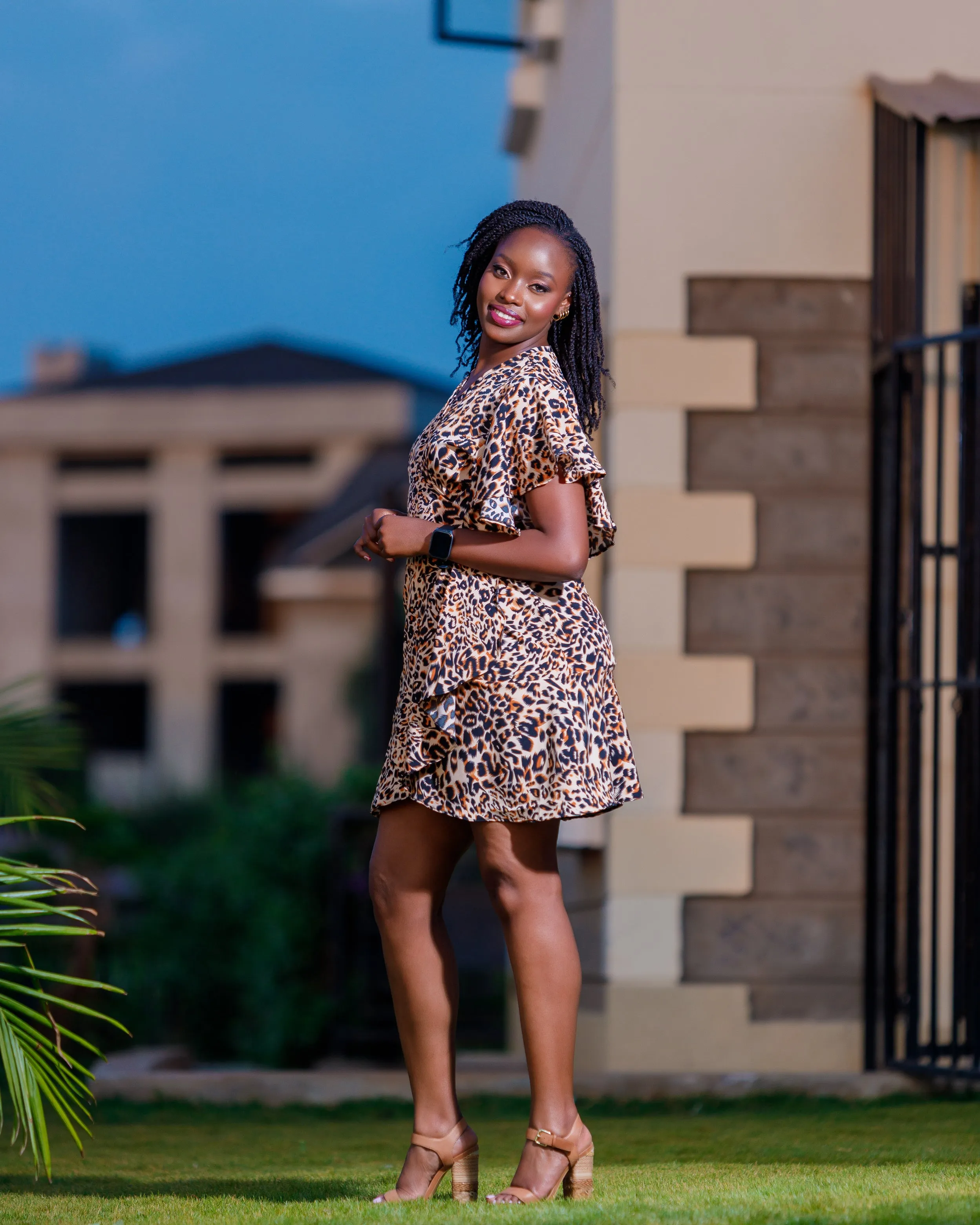 Mwala Wrap Sundress- Animal Brown