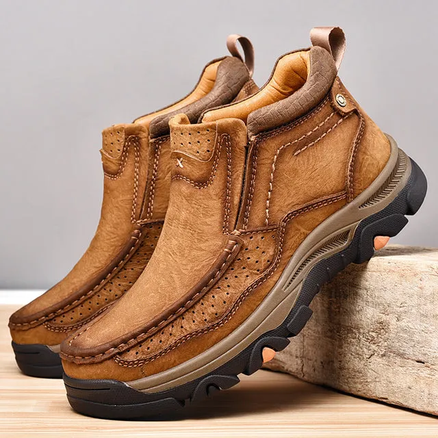 Natural Leather Motorcycle Boots