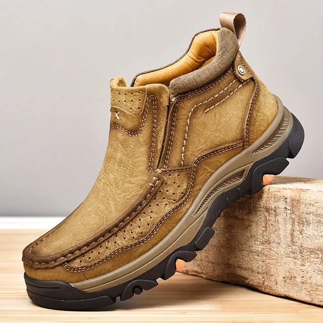 Natural Leather Motorcycle Boots