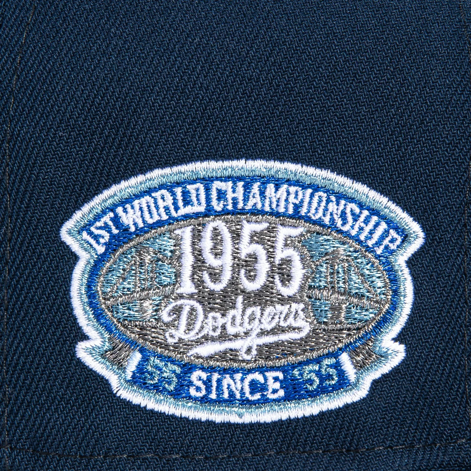New Era 59Fifty Brooklyn Dodgers Script 1955 World Series Patch Hat - Navy, Denim